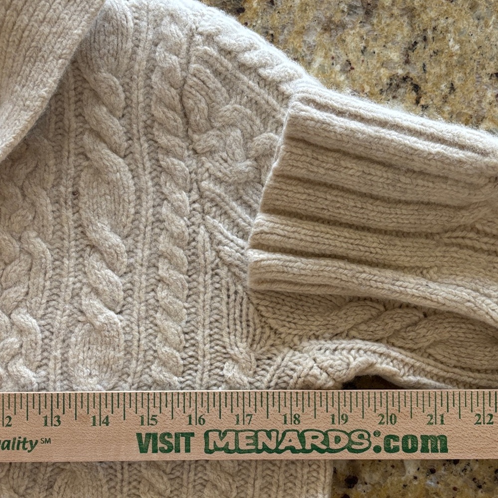 Duluth Trading Wool Cashmere Sweater Cream CableKnit Cardigan Fisherman medium - Picture 4 of 7